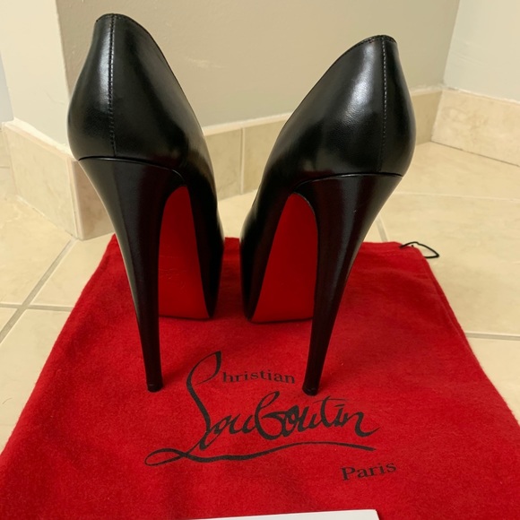Christian Louboutin Black Leather Platforms worn 1 - Picture 2 of 5